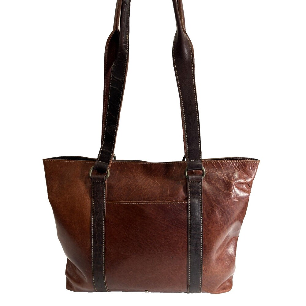 Wild West Los Angeles Premium Brown Leather Tote Handbag Shoulder Double Strap